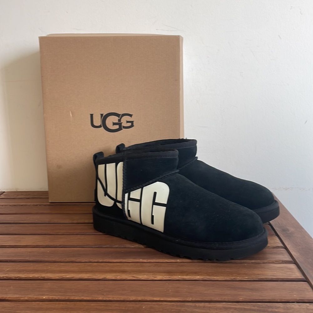 UGG Classic Ultra Mini Chopd Booties Black US Women Size 7/UK 5/EU 38